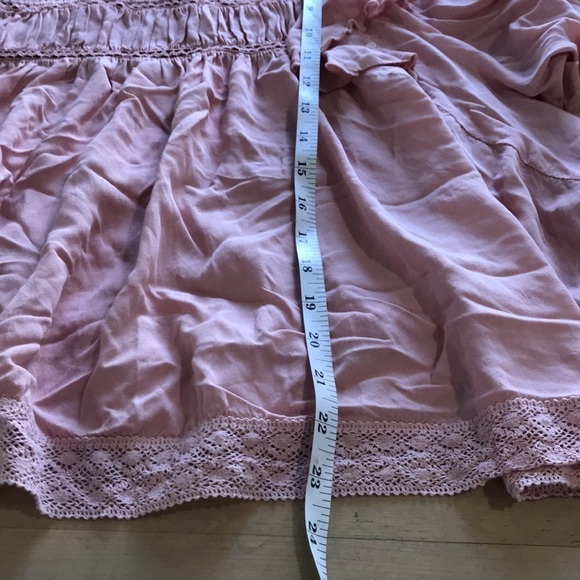 Grace + Karma ruffle crochet babydoll bohemian shirt size L loose fit pink - Picture 9 of 11